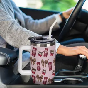 Dr Pepper Tumbler 40oz ,Cherry Bow Tumbler 20oz,Leopard Bow Soda Cup, Christmas Gift,Stainless Steel,Perfect Gift Leopard Bow x Dr Pepper Tumbler