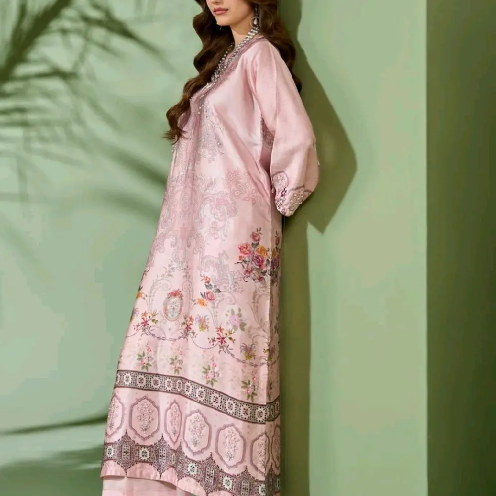 2pc Stitched silk kaftan 50inch length ver beautiful and elegant  for casual and party wear