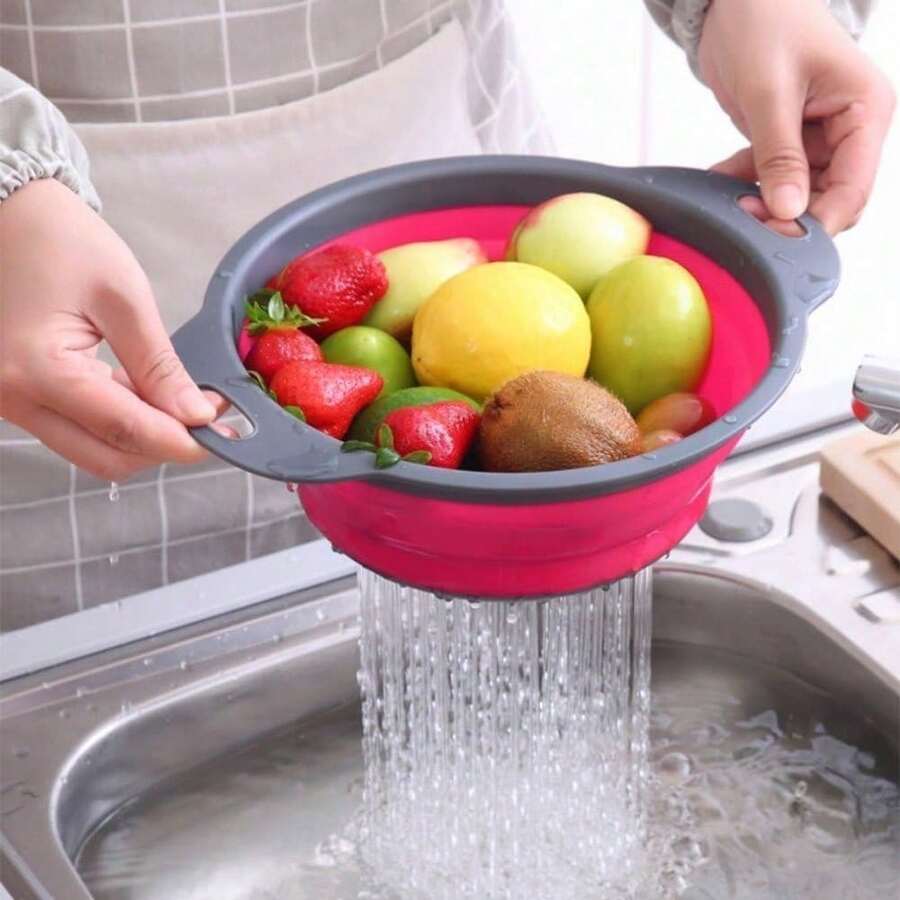 Collapsible Silicone Colander (Green) - Easy Storage, Ideal For Draining Pasta, Veggies & Fruits, Also Works As A Fruit/Berry Bowl, Must-Have For Campers