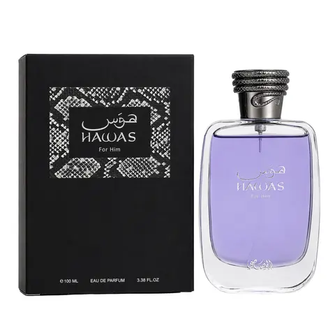Rasasi Hawas for Him Eau de Parfum - Aromatic Aquatic, Fresh, Fruity, Citrus Spicy Fragrances, Musky Men's Cologne, 100ml/3.4 fl oz Regular Edition, 3 to 3.9 fl oz Single Item, Adults' Cool Gift for Birthday & Father's Day