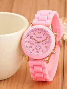 Fashion Silicone Strap Quartz Watch, Casual Round Dial Watch for Women & Girls, Trendy All-match & Exquisite Watch for Birthday Gift