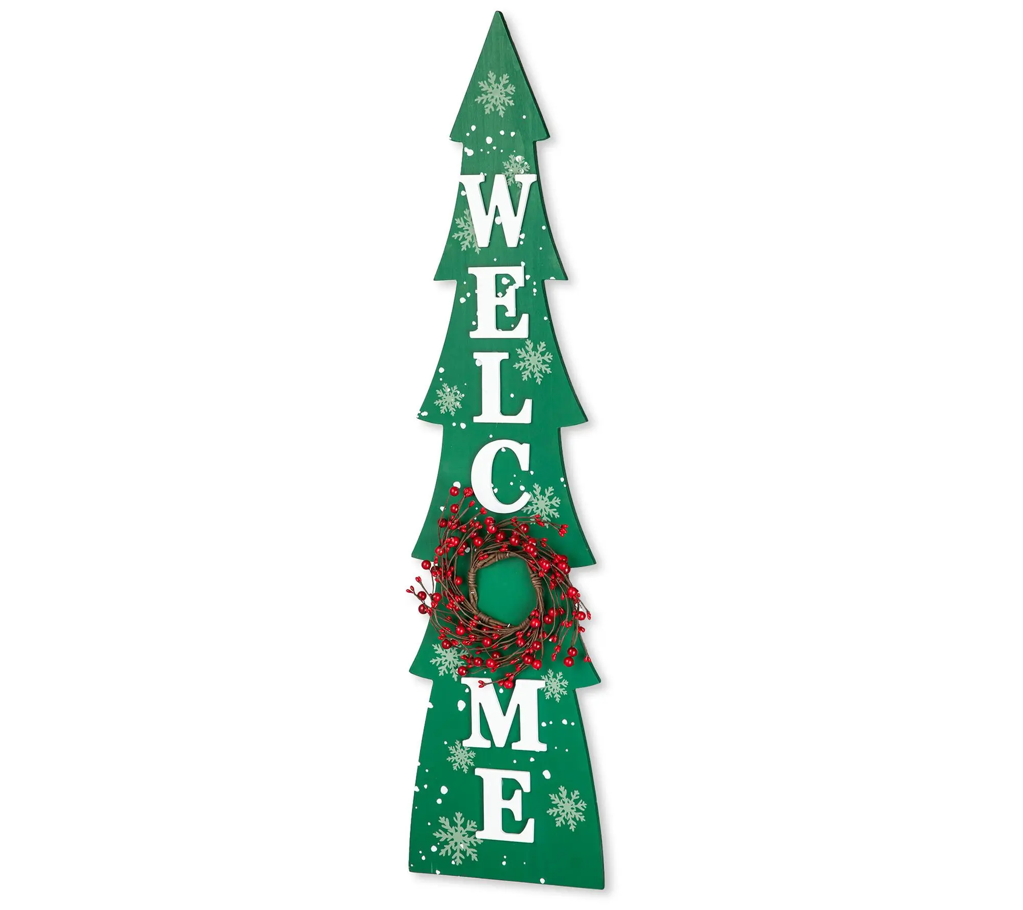 Glitzhome 42" WELCOME Christmas Tree Porch SignW Mini Wreath