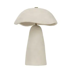 Soloma Artisan White Ceramic Table Lamp With Distinctive Dome Shade and Irregular Edge