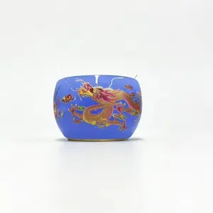 Azure Dragon & Phoenix Gilded Jianzhan | Imperial Fortune Tea Cup, Chinese culture,High-temperature firing,Handcrafted ceramic cup,Wine Glass, Kung Fu Cup,Drinkware