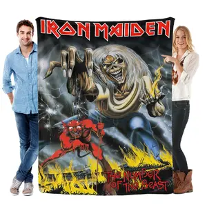 Iron Maiden Heavy Metal Band Blanket Soft Flannel Throw Cozy Rock Music Fan Gift Warm Plush Bed Couch Blanket Gothic Bedroom Decor for Teens Adults All Season Use
