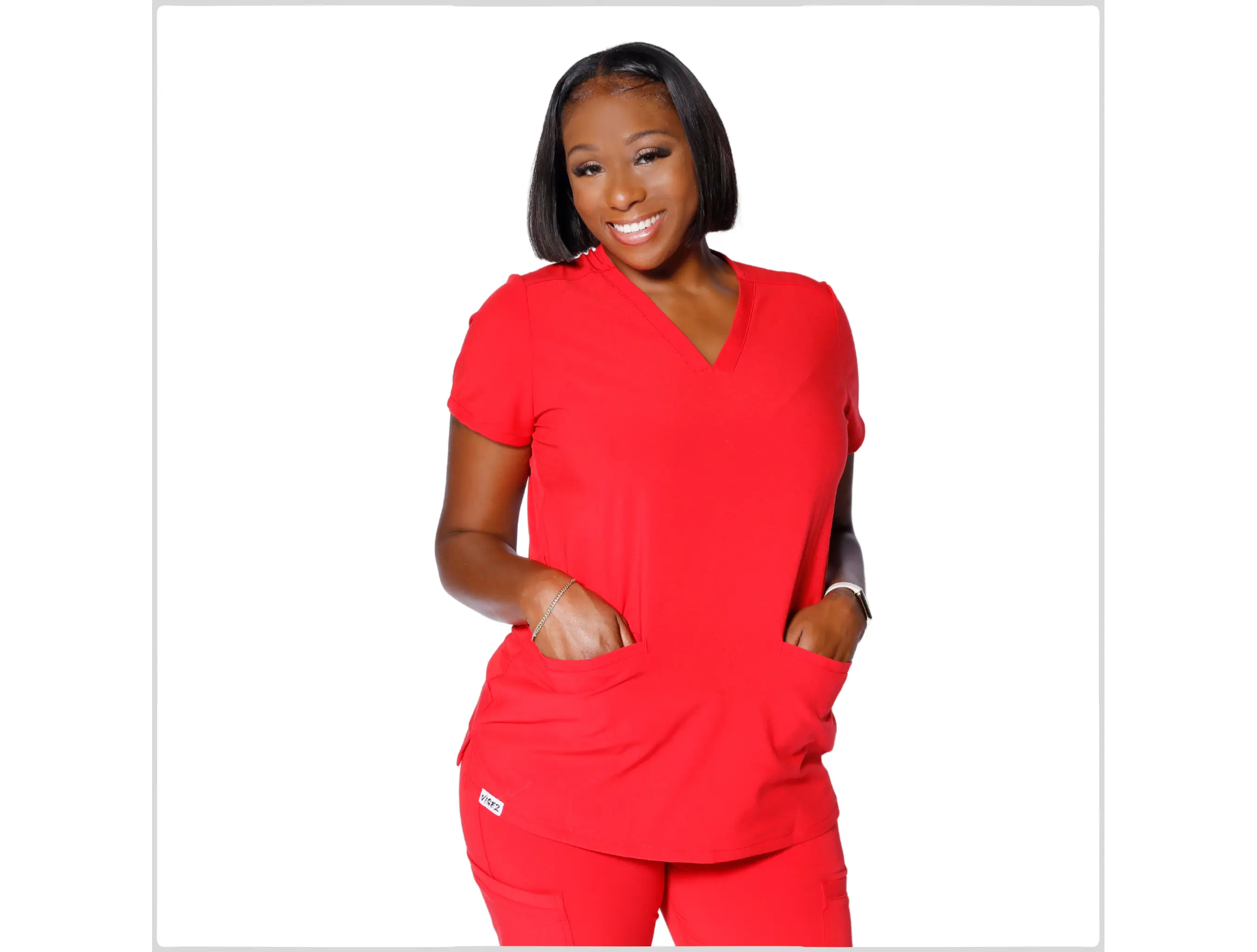 TRU RED V NECK SCRUB TOP 