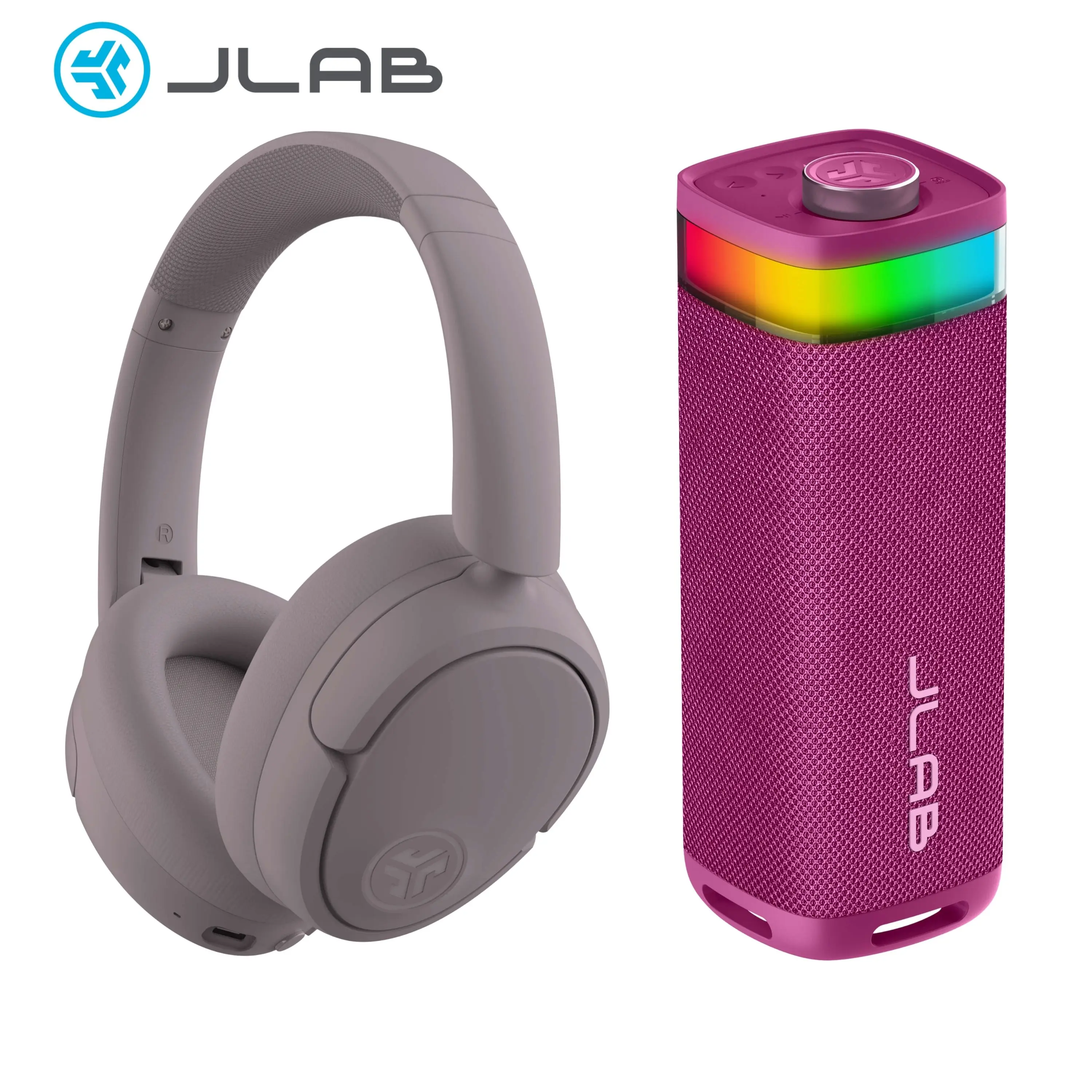 {Your Choice Bundle} JLab JBuds Lux ANC Headphones + JBuds Party Bluetooth Speaker Bundle - Noise Canceling 70Hr Playtime RGB IP56 Waterproof LabSync