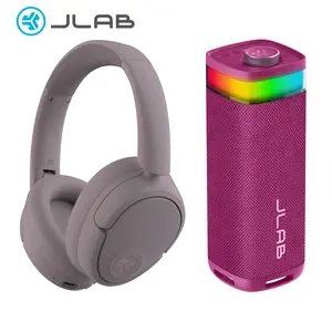 JLab JBuds Lux ANC Headphones + JBuds Party Bluetooth Speaker Bundle - Noise Canceling 70Hr Playtime RGB IP56 Waterproof LabSync