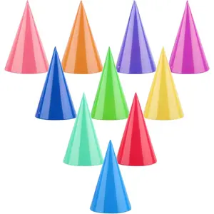 10 Pcs Mini Birthday Party Hats Multicolor Paper Cone Hats for Kids Girls Pets Stuffed Animals Birthday Holiday Decoration Supplies