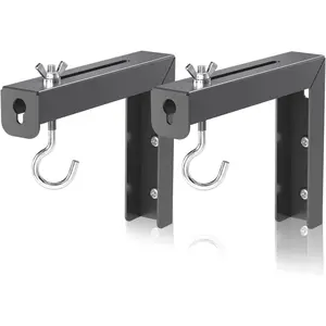 Universal Projector Screen Wall Mount L-Brackets Wall Hanging Mount 6 inch Adjustable Extension Mounting Hooks for Projection Screen up to 66 lbs, 30 kg Capacity Each, PRL001B, Black (1 Pair)