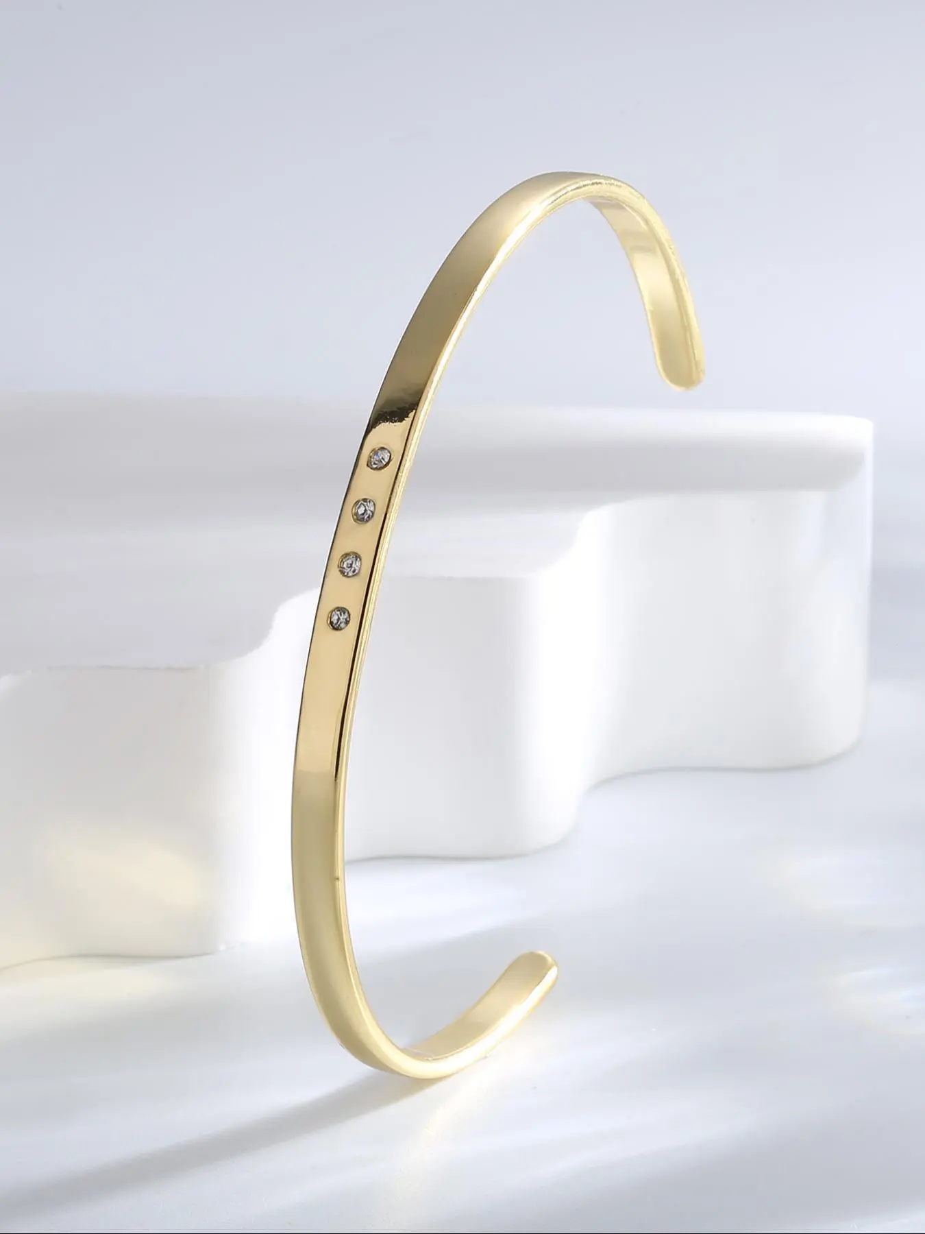 Women's Elegant Rhinestone Decorated Bangle Bracelet, Exquisite Trendy Bangle, Fashionable Jewelry for Women & Girls As Gift