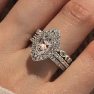 3-Piece Set Shining Exquisite Horse Eye Zircon Women's Rings - Wedding Engagement Eternal Rings, Perfect for Girls' Birthday and Valentine's Day Gift