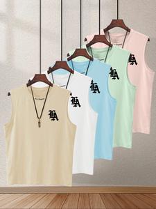Men's Quick-Dry Sleeveless Tank Tops, LA Letter Print,Gym Muscle Tee, Casual Summer Fitted T-Shirts, Comfortable Underwear for Sports & Daily Wear