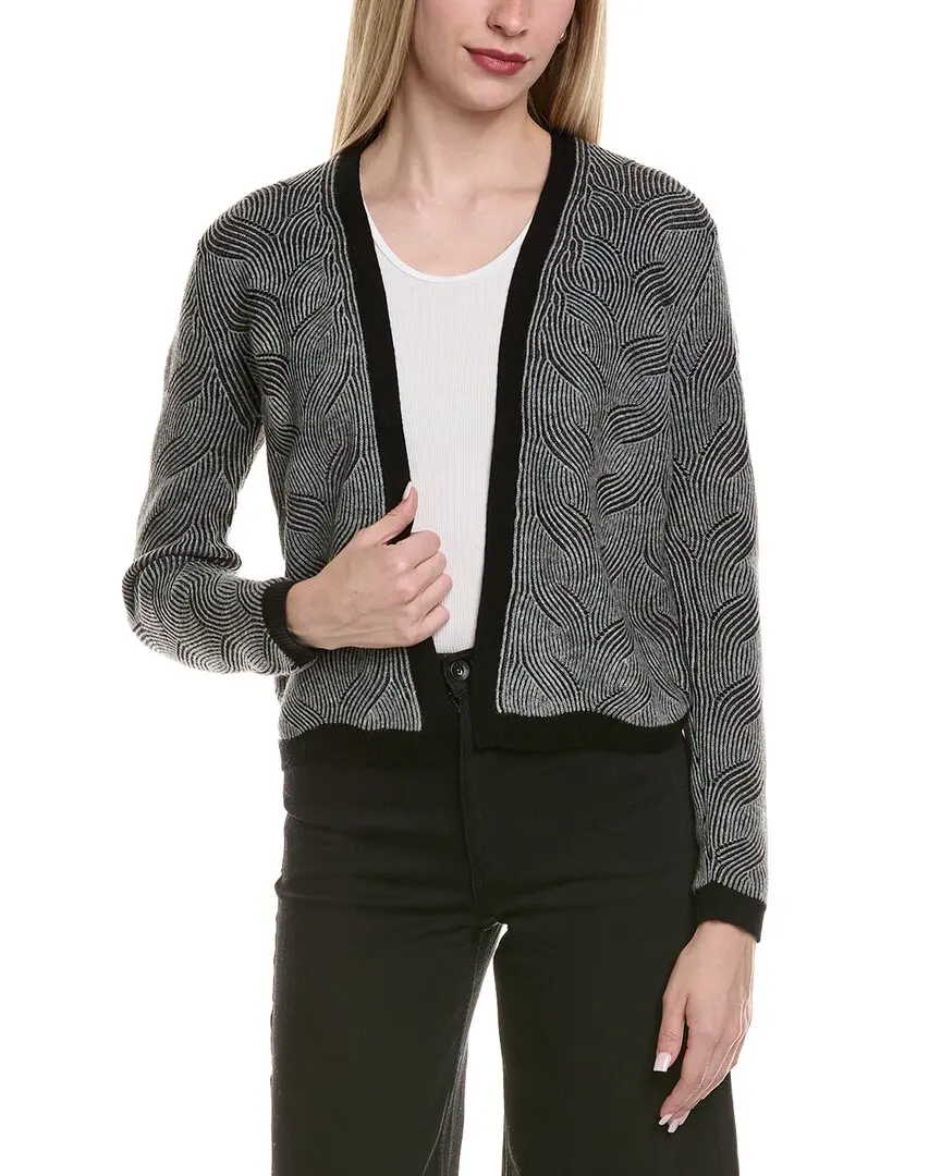sofiacashmere Two Tone Brioche Cable Wool & Cashmere-Blend Cardigan