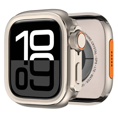 Rugged Shockproof Stylish Metal Bumper Watch Case with Crown, Back Cover & Titanium Frame Protection, Multi-Size Tech Accessories for 44mm/45mm/46mm/49mm GPS Smartwatches (Converts 44/45/46mm to Ultra Style) – Stylish Wearable Accessories