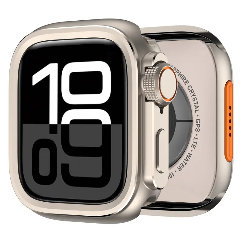 Rugged Shockproof Stylish Metal Bumper Watch Case with Crown, Back Cover & Titanium Frame Protection, Multi-Size Tech Accessories for 44mm/45mm/46mm/49mm GPS Smartwatches (Converts 44/45/46mm to Ultra Style) – Stylish Wearable Accessories