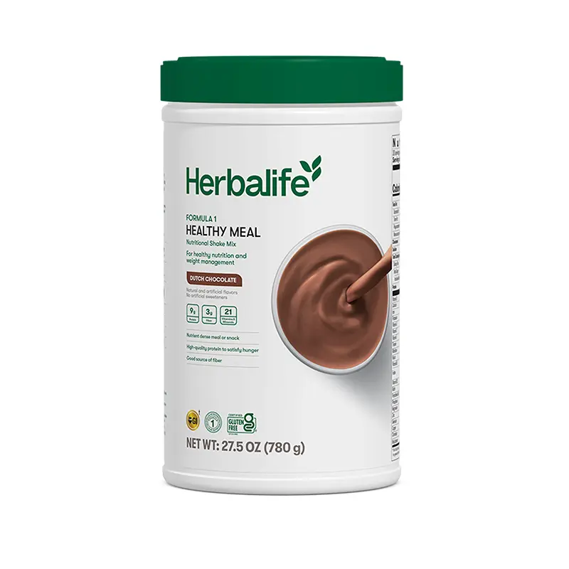 Herbalife Formula 1 Nutritional Shake Mix Dutch Chocolate 780 g Gluten Free Protein Fiber Vitamins Chocolate Flavor Beverage 27.5 oz
