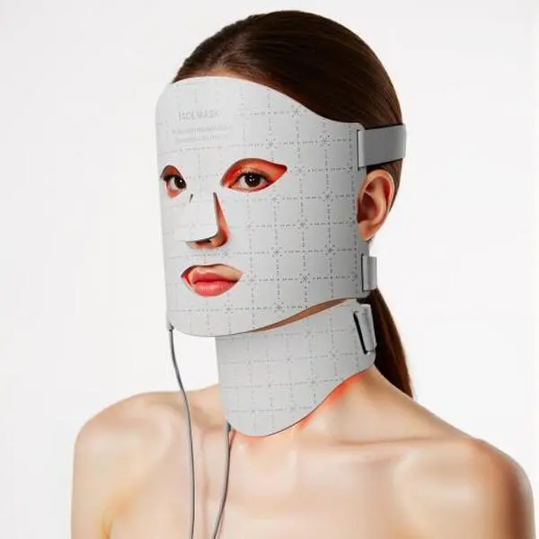 7-Color LED Light Therapy Silicone Mask for Face and Neck , 103 LED Beads,309 Chips