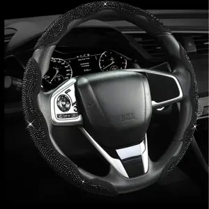 Land Diamond Bling Car Steering Wheel Cover with Crystal Rhinestones 3PCS Segmented Protector Universal for 99% Cars Women Christmas Holiday Gift