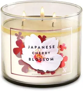 Bath & Body Works Japanese Cherry Blossom 3-Wick Candle - Scented Candle for At-Home Use - Long-Lasting, Room-Filling Fragrance - High Fragrance Oil Concentration - Soy Wax Blend