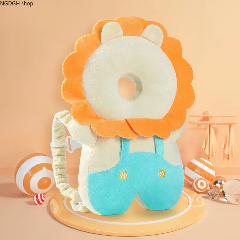 Cute Baby Head Protector Pillow - Soft Plush Lion-Shaped Cushion with Head Impact Buffer, Anti-Fall Safety Pad for Infants, Ideal for Crawling & Playtime (Sports & Outdoor Safety Accessory)