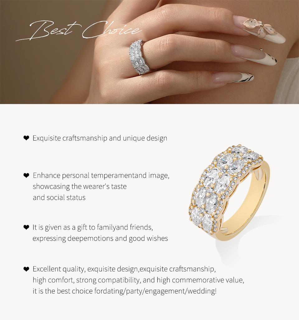 ATTAGEMS 0.3CT Oval Cut D VVS1 Color Lab-Grown Moissanite Ring Unisex 925 Sterling Silver Ring Party Anniversary Engagement Holiday Gift Fine Jewelry R355