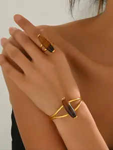 Vintage Boho Style Ring & Cuff Bangle, Fashionable Jewelry Set, Fashion Jewelry for Party, Daily Clothing Decor, Trendy All-match & Exquisite Jewelry for Birthday Gift