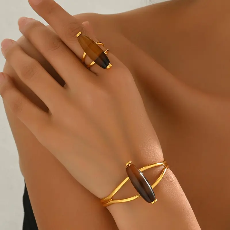 Vintage Boho Style Ring & Cuff Bangle, Boho Jewelry Set, Fashionable Jewelry Set, Fashion Jewelry for Party, Daily Clothing Decor, Trendy All-match & Exquisite Jewelry for Birthday Gift