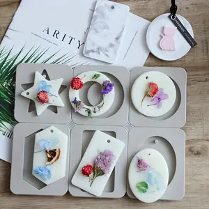 1pc 6-hole Flower-shaped Aromatherapy Gypsum Diffuser Stone Hanging Sign Silicone Mold Suitable For Wedding Bridesmaid Gift, DIY Handmade Soap Mold, Wardrobe Aromatherapy Mold, Car Diffuser Stone Mold, Candle Mold And More.