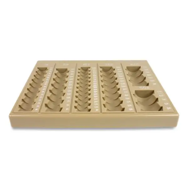 ControlTek CNK500025 7.75 x 10 x 1.5 in. Plastic 6 Compartments Denominations Tray, Tan