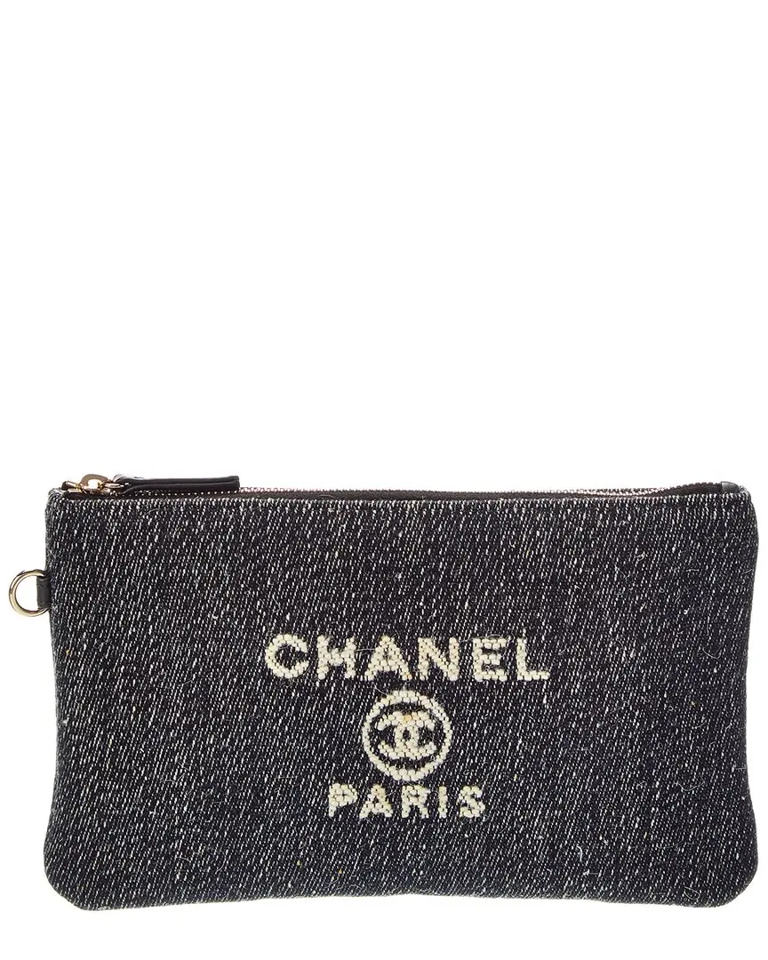 Chanel Dark Blue Denim Denim Small Deauville Zipped Pouch (Authentic Pre-  Loved)