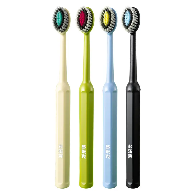 Dopamine Wide-Head Toothbrushes with Soft, Mountain-Shaped Bristles for Deep Cleansing and Gum Care - 4-Pack for Adults, Couples, Multi-Pack, Couple, Manual, Boxed Set