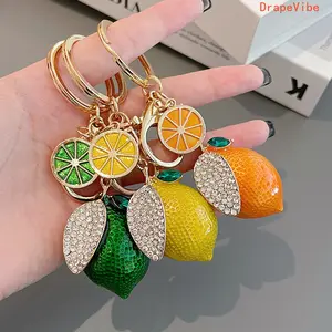Rhinestone-Inlaid Lemon Pendant Light, Luxury Fruit-Shaped Bag Charm, Stylish Personalized Decor Accessory for Keychains, Daily Commute & Social Occasions, Bag Charms