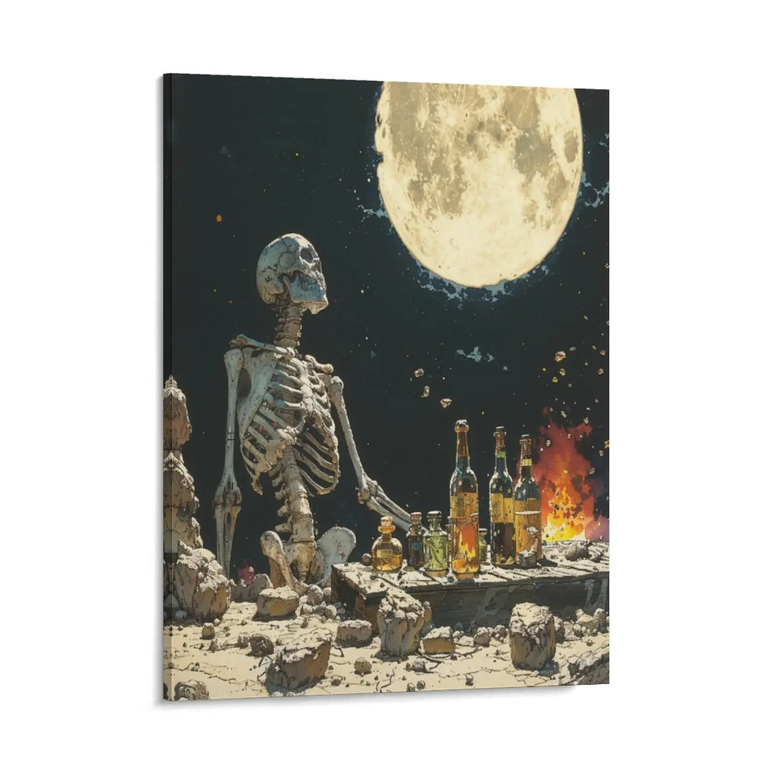 Abstract Skeleton Posters Wall Art Prints Gothic Vintage Funny Maniac Sceientist Canvas Posters Home Wall Art Family Bedroom Office Decor Aesthetic Festival Gift