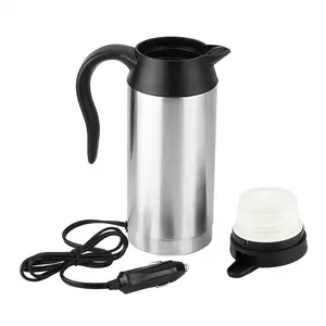 Car Electric Kettle 750ML Capacity Sealed Lid 304 Stainless Steel Car Electric Mug Heater for Travel Camping
