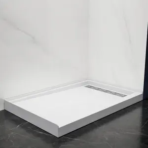 Pequod-R Shower Base 48 x 32 | Premium Solid Surface, Non-Porous, Stain-Resistant, Long-Lasting