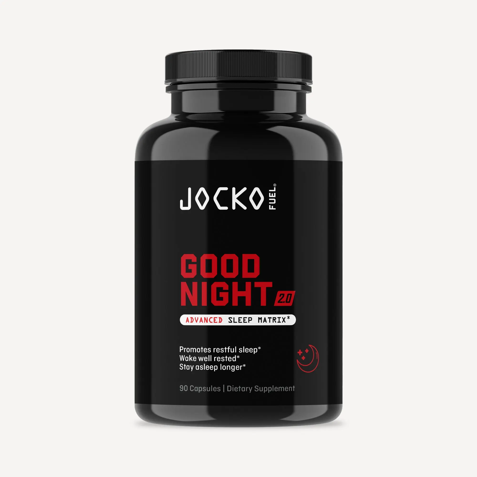 JOCKO FUEL Good Night 2.0 Edible Dietary Supplement - 90 Capsules Healthy Caffeine-Free Aid Sleep Supplement (US, Yes) with 8 Natural Ingredients for Rest, Recovery