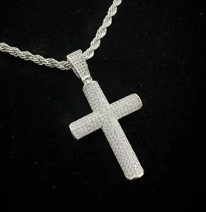 18k Gold/White Gold ICED-OUT Luxury Cross Pendant/Necklace