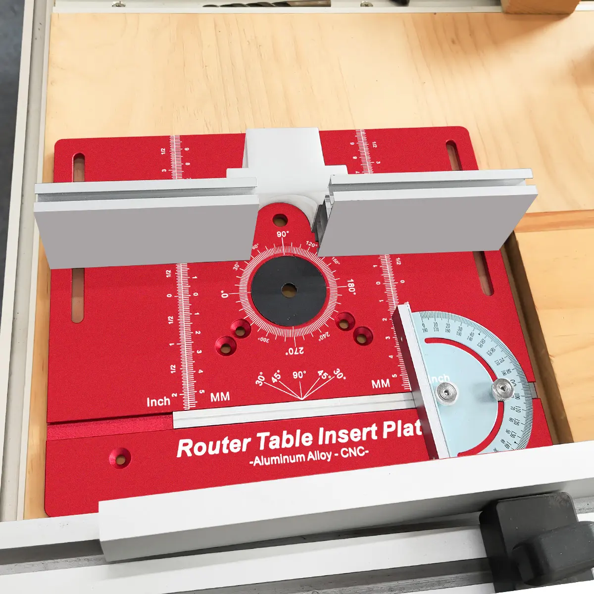 Aluminum Alloy C8 Electric Wood Milling Inverted Board, with A 360 Degree Angle Marked Milling Table Insertion Board According To The Public and English System Power Tools Cutting
