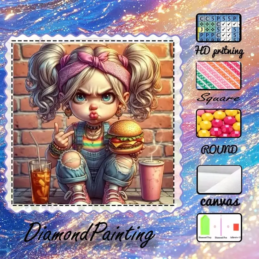 5D-DIY, flocked canvas, diamond art, diamond painting kit, graffiti wall, Diamond pattern design, AB diamonds, fairy dust diamonds, crystal diamonds, home decor, handmade diamond art painting kits