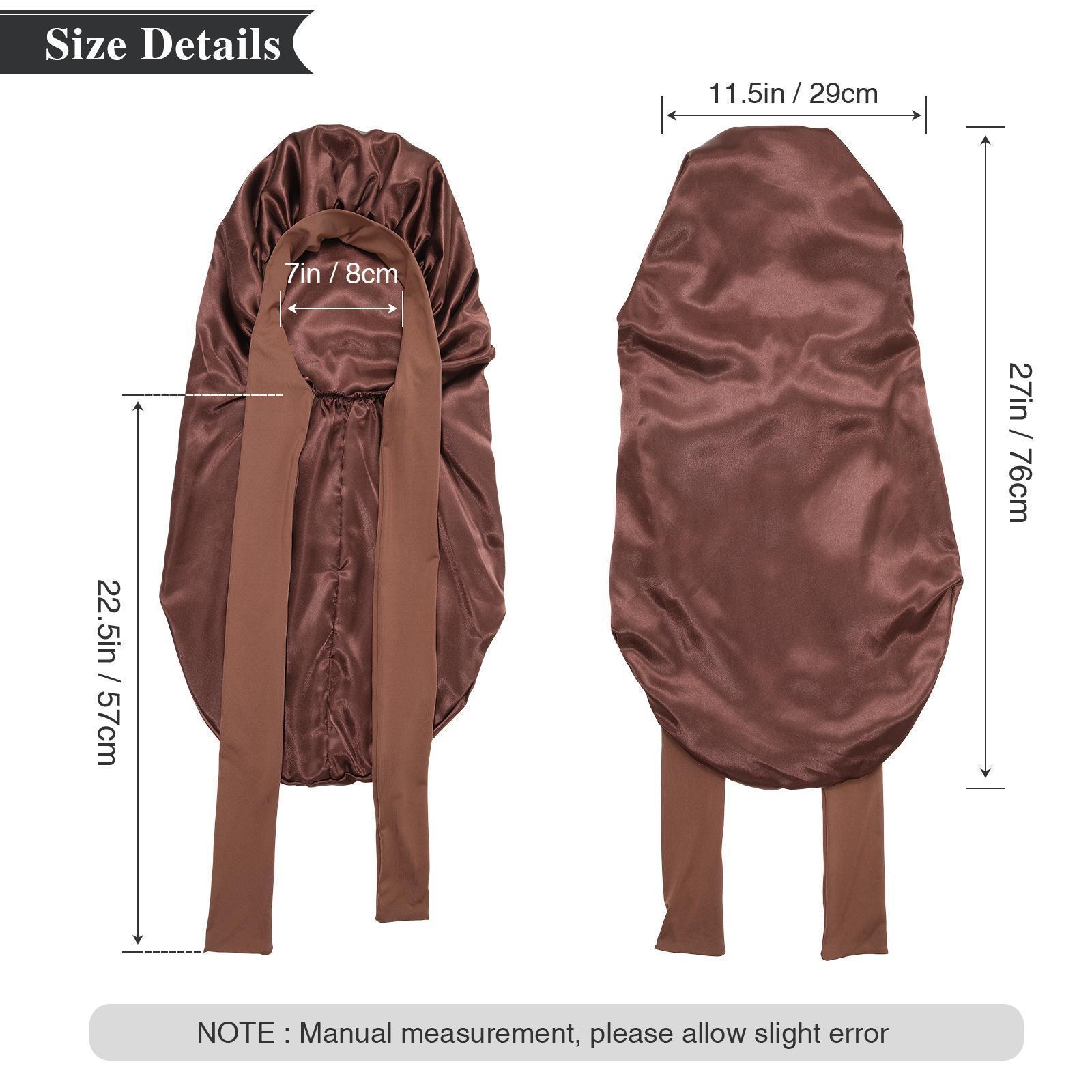 AWAYTR Double Layered Elastic Long Sleeping Cap for Women Solid Color Nightcap Satin Hat Tie Band Hair Care Chemical Cap