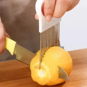1/2/3/4pcs Effortlessly Slice Onions With This 1pc Colorful Onion Slicer Kitchen Vegetable Slicer Kitchen Stainless Steel Potato Chip Onion Holder Kitchenware