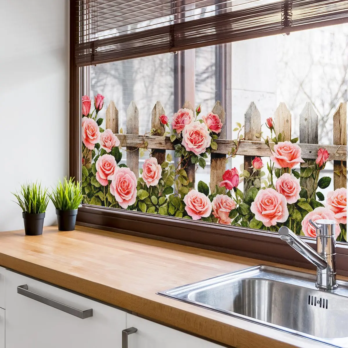 Flower Pattern Window Sticker, Self Adhesive Window Decal, Removable Window Decal, Decorative Sticker for Home Kitchen Living Room Bedroom, Adhesive Stickers, Ornaments, Decoration, Decoration Items, Floral Pattern Sticker, Flower Design