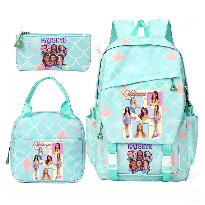 Katseye Music Backpacks For Girls Boys 3pcs Travel High Capacity Students Shool Bags Fresh color Laptop Mochilas YK2