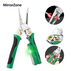 8 in 1 Wire Stripper Twister with Voltage Detector & Dual Alarms for Cutting and Pulling Wires Cable Scissors,Voltage Tester Pliers,12V to 250V Live,Null,Hot Wire Judgment AC DC,Electrician Tools,MirrorZone.