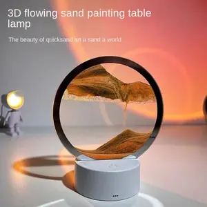 Quicksand Painting Night Light 3D Flowing Sand Art Ornament 16CM x 10CM x 19.5CM Table Lamp for Bedroom Bedside Stress Relief Gift