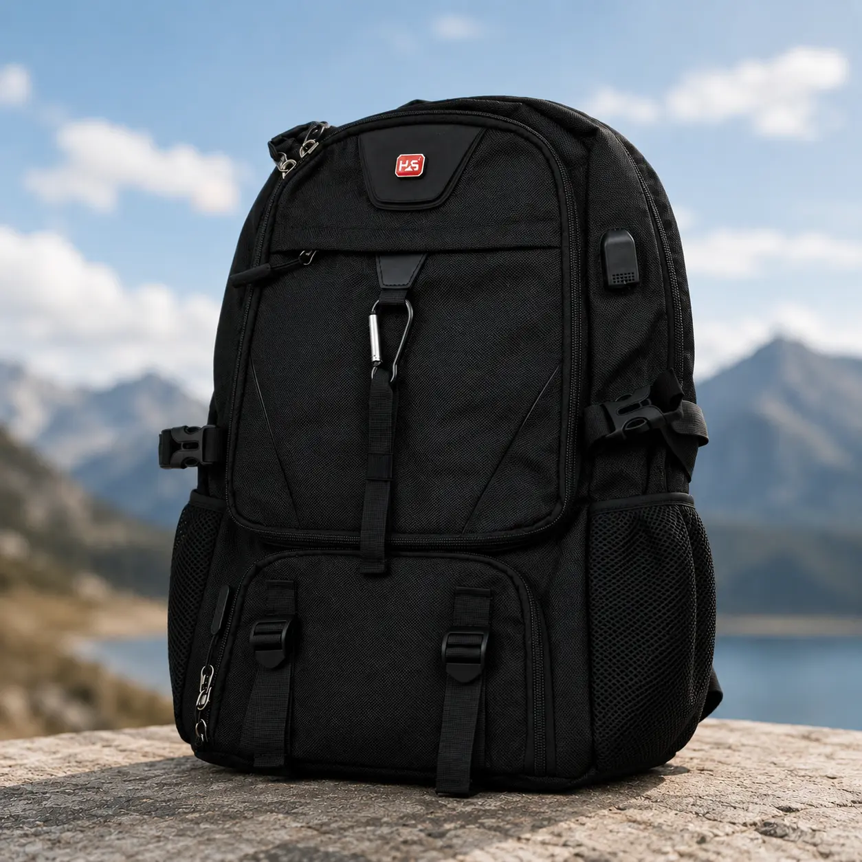Water-Resistant Tactical Backpack for Traveling on Airplane, Large Capacity Unisex Adventure Daypack with USB Port for Work & Hiking, Adventure Backpack, Travel Work Backpack