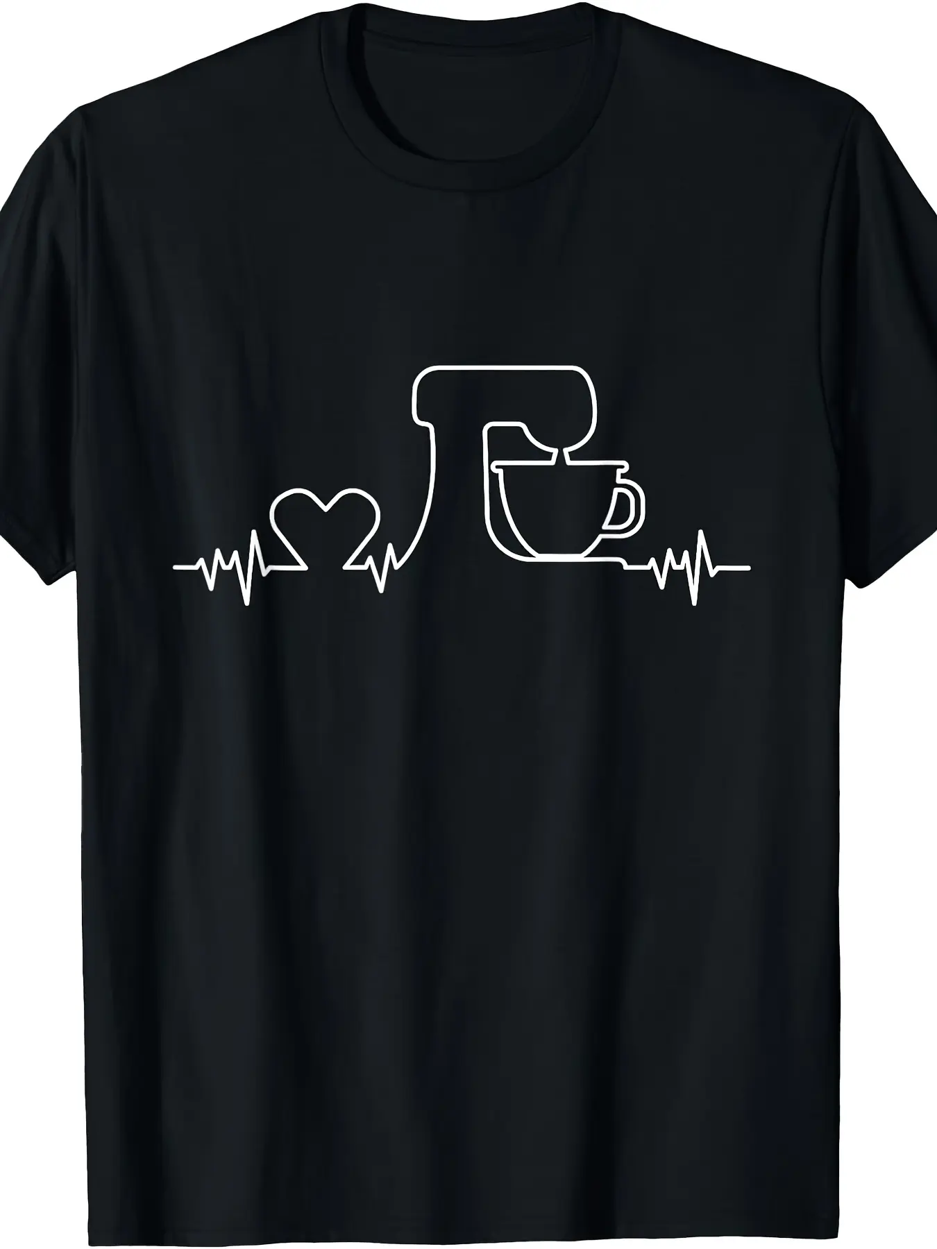 Baking Heartbeat Funny Pastry Baker Baking Gift Un unisex soft cotton short sleeve t shirt, vintage graphic casual tee for men women teens, perfect birthday holiday gift for camping travel gym daily street casual wear