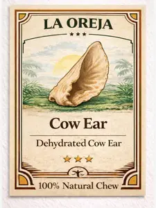 LA OREJA Dehydrated Cow Ear Dog Treats 100% Natural Beef Ear Chews No Hair Crunchy Texture Supports Dental Health for Small to Medium Dogs