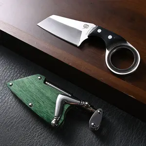 Compact Ring Grip Kitchen Cutter with Protective Sheath, Mini Portable Food Prep Tool for Daily Cooking